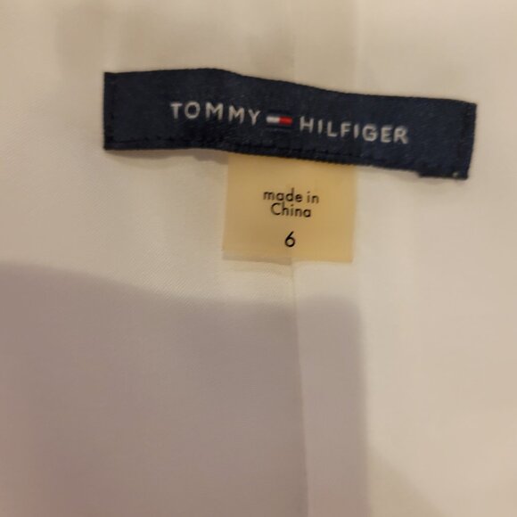 Tommy Hilfiger White Pleated Striped-Gauze Midi Tie-Belt Shirtdress - Picture 3 of 13